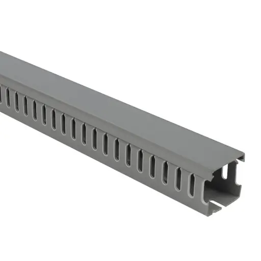 [CAN‑2525‑PVC‑GRIS] Canaleta ranurada PVC 25x25 mm Gris tiras de 2 mts