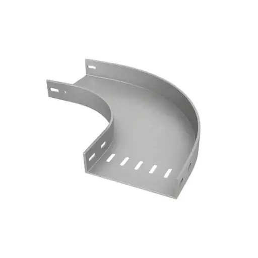 [BPC-L-CH-90-ZN-400x100-1.2] Bandeja portaconductores lisa curva horizontal 90° zincada 400x100x1.2mm R300mm C/ eclipsa y perneria