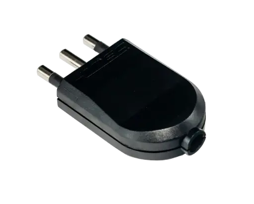 [0300MV0235] Enchufe macho plano salida recta con tierra 250V/10A 2P+T negro 0300MV0235 MEC